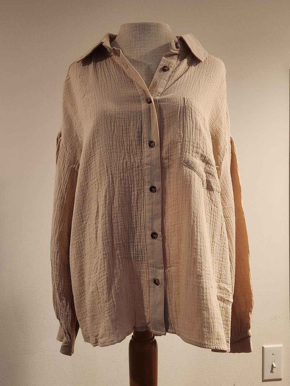 entro Beige Gauze Button-Down Shirt